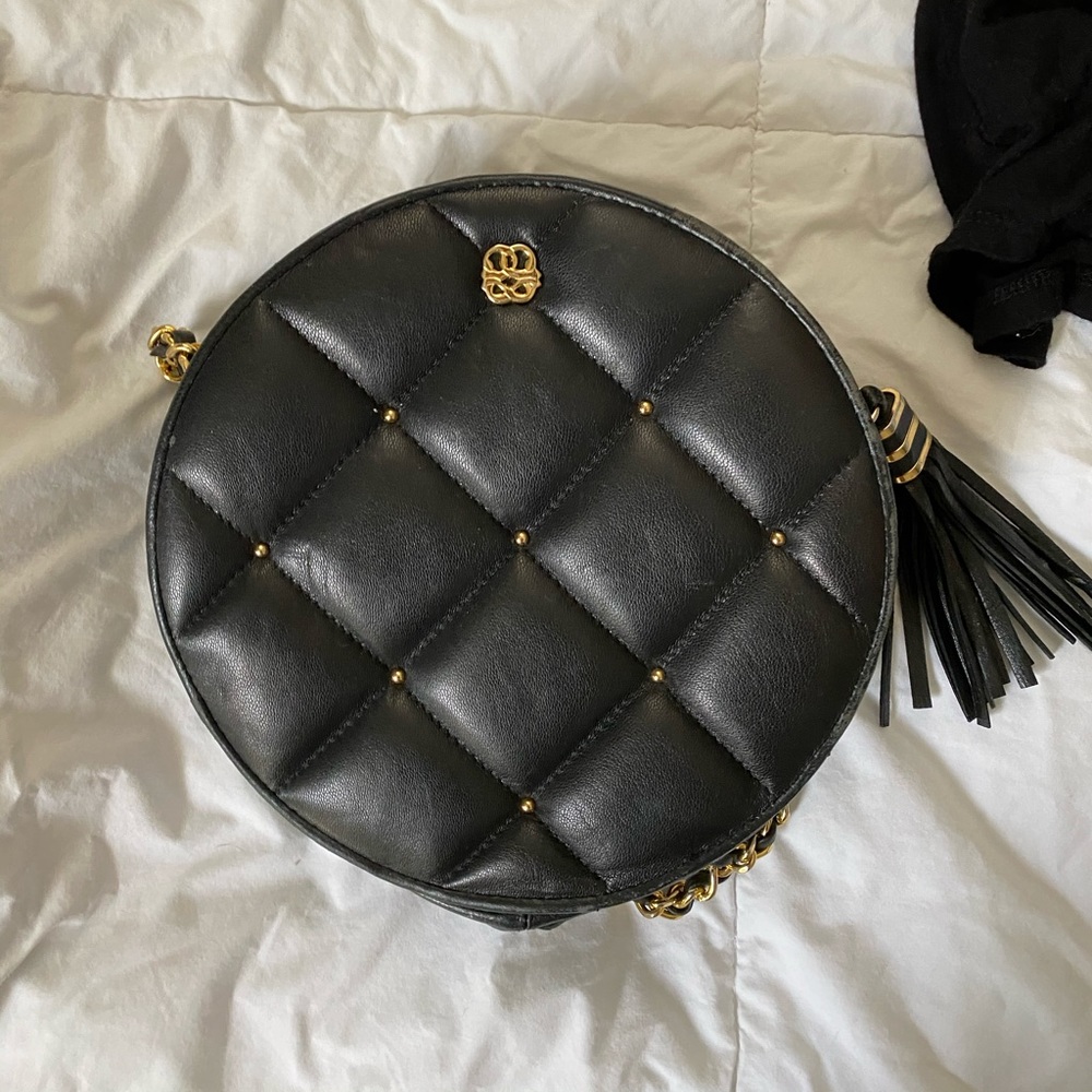 Round leather crossbody